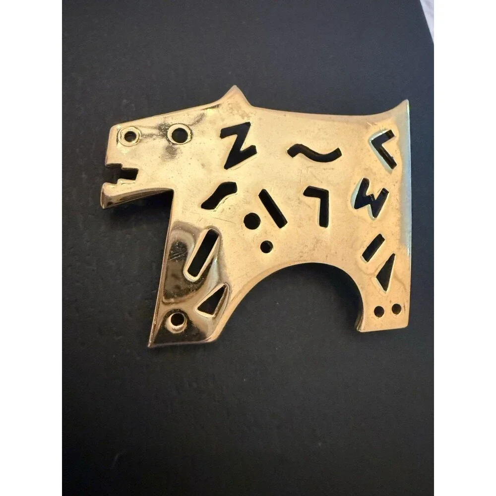 Vintage Gold Tone Modernist Abstract Animal Brooch Southwestern Style Pin